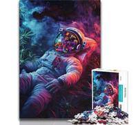 Puzzle Adulte 1000 pièces Astronaute psychédélique Difficile, Jeu Stimulant et Jeu Familial avec Affiche et fiche de Questions-réponses Assorties 38x26cm