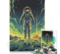 Puzzle Adulte 1000 pièces Astronaute sur la Lune avec fusée de Lancement, Jouet Anti-Stress, Interaction Parent-Enfant, Cadeau d'anniversaire Unique 38x52cm