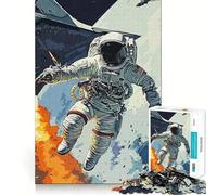 Puzzle Adulte 1000 pièces Astronaute Vintage Découpe précise Art Activité cérébrale Amusante et relaxante Jeu Décoration de Noël pour la Maison (50x75cm)