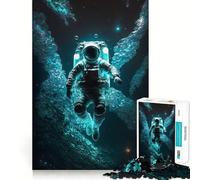 Puzzle Adulte 1000 pièces Astronautes Piscine Découpe précise Art Activité cérébrale Amusante Détente Jeu Décoration de Noël pour la Maison (38x52cm)