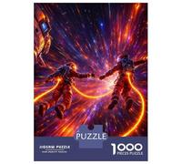 Puzzle Adulte 1000 Pièces Astronauts in A Cosmic Nebula Puzzle pour Adolescents Course De Vitesse Manuelle Liste De Souhaits avec Le Père Noël Jeu Stimulant Jouets 38x26cm/1000pcs