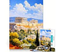 Puzzle Adulte 1000 pièces,Athènes Grèce,Affiche de Voyage,découpe précise,activité cérébrale Amusante et relaxante,Jeu de Noël,décoration pour la Maison (38x26cm)