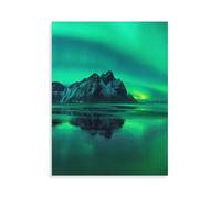 Puzzle Adulte 1000 Pièces，Auroras Polaires impressionnantes au-Dessus des Montagnes et de la mer de Glace, Nord-Norvège, Scandinavie，Puzzle en Papier De Bricolage Style Cadeau Unique（38x26cm）-AP94