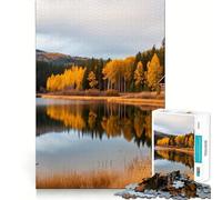 Puzzle Adulte 1000 pièces Automne au Bord d'un lac en forêt Reflets de la Nature Découpe de qualité supérieure Jeu de Concentration et de détente Cadeau de Noël (50x75cm)