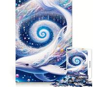 Puzzle Adulte 1000 pièces Baleine Blanche fantaisiste dans Une Galaxie Détente et mémoire Assemblage sécurisé Cadeau de Noël Chaleureux (38x26cm)