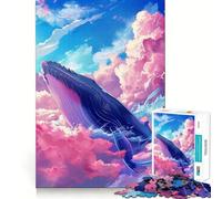Puzzle Adulte 1000 pièces Baleine céleste Découpe serrée Jeu de résolution de problèmes Amusant et ludique Décoration d'anniversaire Cadeau (38x26cm)