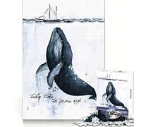 Puzzle Adulte 1000 pièces Baleine et Bateau à l'aquarelle Développe l'intelligence et la dextérité Paisible et Relaxant Taille idéale Cadeau Parfait (38x52cm)