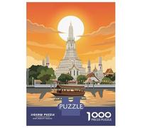 Puzzle Adulte 1000 Pièces, Bangkok Thailand Wat Arun Sunset, Réduction du Stress, Idée Cadeau Noël, Pièces Durables, 38x26cm/1000pcs