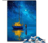 Puzzle Adulte 1000 pièces Bateau naviguant sous Le Ciel étoilé, Jouet éléphant, Jeu intellectuel, Cadeau d'anniversaire, décoration Murale pour 14 Ans et Plus (Taille 26x38cm)