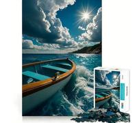 Puzzle Adulte 1000 pièces Bateau sur l'eau au Soleil,découpe Nette,Jeu de Concentration Amusant,Moment de détente,Cadeau de Noël Amusant (38x52cm)