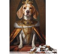 Puzzle adulte 1000 pièces Beagle Dog Dressed King Jigsaw Puzzle créatif rectangulaire Jeu de décompression 38x26cm/1000 pièces