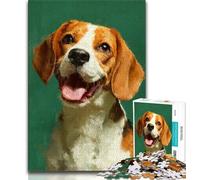 Puzzle Adulte 1000 pièces, Beagle Heureux, défi Difficile Anti-Stress avec Affiche et fiche de Questions-réponses Assorties 38x26cm
