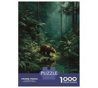 Puzzle Adulte 1000 Pièces, Bear in A Misty Forest Stream, Activité Relaxante, Cadeau pour Amateurs De Puzzle, Carton Épais Premium, 38x26cm/1000pcs