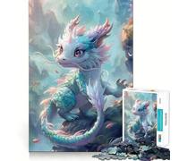 Puzzle Adulte 1000 pièces Bébé Dragon coloré,Assemblage Parfait,Art,Jeu Intelligent,Cadeau,Jeu Lent,Cadeau d'art de Noël (38x26cm)