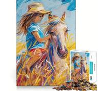 Puzzle Adulte 1000 pièces Bébé et Cheval,découpe Lisse,Jeu d'entraînement cérébral,Loisir Amusant,Cadeau d'anniversaire (38x52cm)