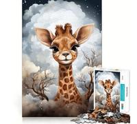 Puzzle Adulte 1000 pièces Bébé Girafe Découpe Lisse Jeu d'entraînement cérébral Jouet de Loisirs Amusant Cadeau d'anniversaire (38x52cm)