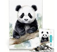 Puzzle Adulte 1000 pièces Bébé Panda Aquarelle Découpe Lisse Art Exercice cérébral Jouet de Loisirs Amusant Jeu d'anniversaire (38x26cm)