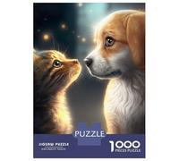 Puzzle Adulte 1000 Pièces Best Friends Cat and Dog Puzzles Adultes Anti-Stress - Niveau De Difficulté Élevé - Cadeau Unique pour Un Anniversaire Ou Noël 70x50cm/1000pcs