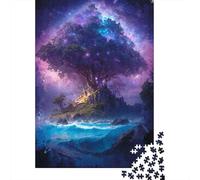 Puzzle Adulte 1000 Pièces, Big Tree on The Island, 52x38cm/1000pcs; Pause Calme Pendant Le W nd; Carton Blanc pour Une Manipulation Simple