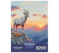 Puzzle Adulte 1000 Pièces Bighorn Sheep at Sunset Puzzle pour Adolescents Course De Vitesse Manuelle Liste De Souhaits avec Le Père Noël Jeu Stimulant Jouets 38x26cm/1000pcs