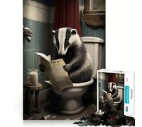 Puzzle Adulte 1000 pièces Blaireau lisant aux Toilettes,découpe Premium,Jeu de Concentration Amusant,Cadeau de Loisirs pour Noël (38x52cm)