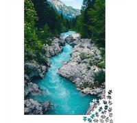 Puzzle Adulte 1000 Pièces, Blue Apline Rive, 52x38cm/1000pcs, Pièces Blanches Faciles À Trier; Projet À Reprendre sur Plusieurs Soirées