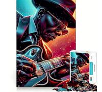 Puzzle Adulte 1000 pièces Bluesman à la Guitare,graphismes découpés avec précision,Jeu de Concentration Amusant,Moment de détente,Cadeau de Noël Original (50x75cm)