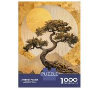 Puzzle Adulte 1000 Pièces Bonsai Tree Golden Moon Puzzles pour Adolescents, Jouets Anti-Stress, Défi Difficile, Cadeau d'anniversaire Unique 70x50cm/1000pcs