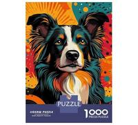 Puzzle Adulte 1000 Pièces Border Collie Pop Art Energetic Border Collie in Pop Art Form Puzzles pour Adolescents, Jouets Anti-Stress, Défi Difficile, Cadeau d'anniversaire Unique 38x26cm/1000pcs
