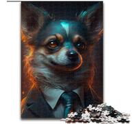 Puzzle Adulte 1000 pièces Boss Chihuahua en Bois,idéal pour s'amuser en Famille,se détendre et Offrir des Cadeaux de Noël. 50x75cm. Loisirs créatifs en Famille,Parfait