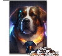 Puzzle Adulte 1000 pièces Boss Saint Bernard en Bois, décoration idéale pour la Maison ou Le Bureau, Cadeau de Noël idéal 50x75cm, activité de Jeu familiale captivante