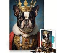 Puzzle Adulte 1000 pièces Boston Terrier Le Roi Illustration aux détails précis,Jeu de Concentration Amusant,Moment de détente,Cadeau de Noël Amusant (38x52cm)