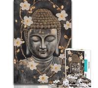 Puzzle Adulte 1000 pièces Bouddha Noir et Blanc, défi Difficile et Anti-Stress, Jeu éducatif pour Anniversaire et Noël à partir de 14 Ans, 38x26cm