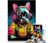 Puzzle Adulte 1000 pièces Bouledogue français Chien Musicien Fait de Papier，pour Les 14 Ans et Plus décoration Murale Cadeau Amusant。Taille：38x52cm/14.9x20.4pouce