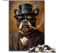 Puzzle Adulte 1000 pièces Bouledogue français Fumeur, décoration d'intérieur, Jeu de réflexion pour Adolescents et Interaction familiale 50x75cm