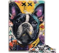 Puzzle Adulte 1000 pièces Bouledogue français Graffiti pour 14 Ans et Plus Jouet éducatif intellectuel décompressant Superbe Cadeau 50x75cm