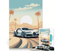 Puzzle Adulte 1000 pièces Bugatti Chiron Course dans Le désert Jeu de précision,Jouet de réflexion Intelligent,pour Passer Le Temps Libre,Cadeau d'anniversaire (50x75cm)