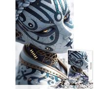 Puzzle Adulte 1000 pièces Buste féminin Cyberpunk Décoration Murale pour Un Père Noël Secret Jeu éducatif pour stimuler Le Cerveau Dimensions 38x26cm