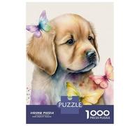 Puzzle Adulte 1000 Pièces Butterfly Golden Retriever Puzzles pour Adolescents, Jouets Anti-Stress, Défi Difficile, Cadeau d'anniversaire Unique 52x38cm/1000pcs