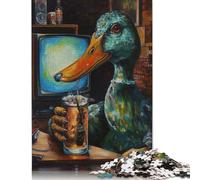 Puzzle Adulte 1000 pièces, Canard, bière, télévision, Art Amusant, Puzzle éducatif, Jeux, décoration familiale, 1000 pièces (75 x 50 cm)