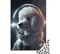 Puzzle Adulte 1000 Pièces Caniche Astronaute Puzzle Rectangle Créatif Jeu de Décompression 1000 Pièces (38x26cm)
