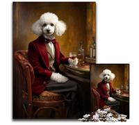 Puzzle Adulte 1000 pièces Caniche Famille Royale Puzzles en Bois Difficiles et stimulants, Superbes Cadeaux et Jouets pour Les 14 Ans 50x75cm