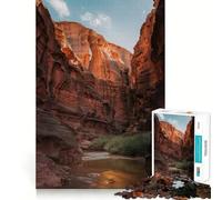 Puzzle Adulte 1000 pièces Canyon avec rivière et Formations rocheuses Bords impeccables Jeu de Concentration mentale Amusant et Calme Décoration de Noël (38x26cm)