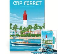 Puzzle Adulte 1000 pièces Cap Ferret Bassin Arcachon Bordure Impeccable Jeu de Concentration mentale Amusant et Calme Décoration de Noël Cadeau (38x26cm)