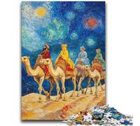 Puzzle Adulte 1000 pièces Caravane du désert avec chameaux Jeu Stimulant et Jeu Familial Idéal comme Cadeau pour Toute la Famille 26x38cm