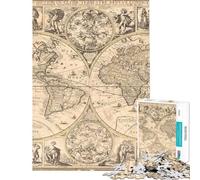 Puzzle Adulte 1000 pièces Carte du Monde Ancien Puzzle pour Adolescents idéal pour Passer Le Temps à la Maison Cadeau d'anniversaire de Noël ou Autre (Dimensions 50x75cm)