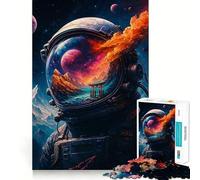 Puzzle Adulte 1000 pièces Casque d'astronaute Paysage et Espace réfléchissants Découpe Lisse Jeu d'entraînement cérébral Jouet de Loisirs Amusant Cadeau d'anniversaire (50x75cm)