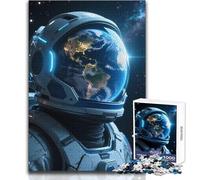 Puzzle Adulte 1000 pièces - Casque d'astronaute reflétant la Terre - Jeu d'éveil Amusant et éducatif - Cadeau Original et Surprenant - Dimensions:38x52cm