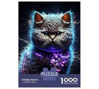 Puzzle Adulte 1000 Pièces Cat Electric Sparks Dark Puzzle Adulte Jeu Manuel Décoration Parfaite Cadeaux Uniques pour Anniversaire Et Noël 52x38cm/1000pcs
