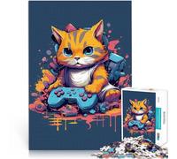 Puzzle Adulte 1000 pièces Cat Gaming Jouets addictifs pour Le défi de l'intelligence cérébrale Œuvre d'art 75x50cm